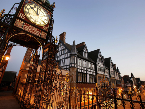 Chester belvárosa: a híres Eastgate Óra